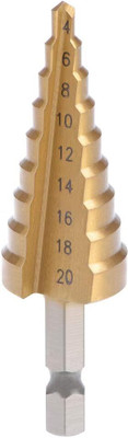 BANISTROKES HSS Steel Titanium Step Drill Bits Step Cone Cutting Tool Metal Center Drilling Steel Step Drill Bit Hand Tool Metal Hole Opener 4-20mm