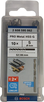 BOSCH 2608595062 HSS-G 5.0 MM Drill Bits for Metal (Pack of 10)