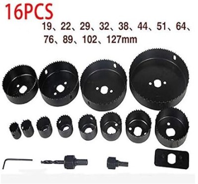 RanPra 16PCS HOLE SAW SET Carbon Steel Metal Circle Cutting Set Kit Drill Wood Alloy Downlights 19-127mm