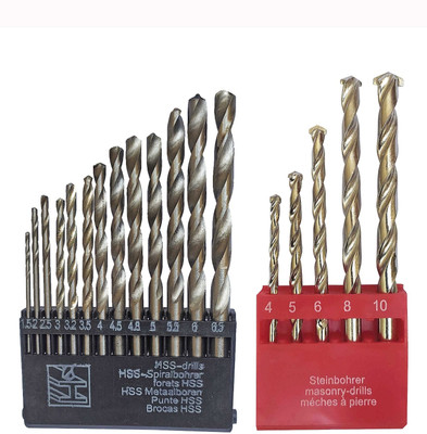Inditrust Multi size 13pcs HSS bit set and 5pc Masonry drill bit set (Pack of 2)