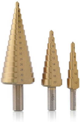 uptodatetools HSS Steel Step Cone Drill Titanium Bit Set Hole 4-12/20/32mm