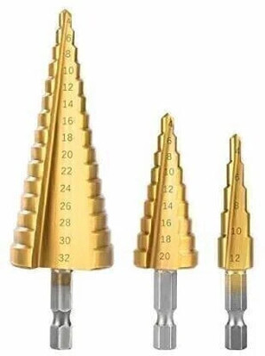 Universal Buyer Drill Bit Sets2 Titanium Coated Step Cone Drill Bits Set Hex Shank