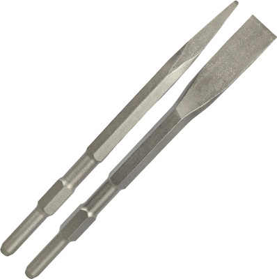 Digital Craft 17 x 400MM Demolition Hammer Chisel Bit Set Flat & Pointed 17MM Heavy-Duty Rotary Bits for Concrete, Brick, and Masonry Breaking Work