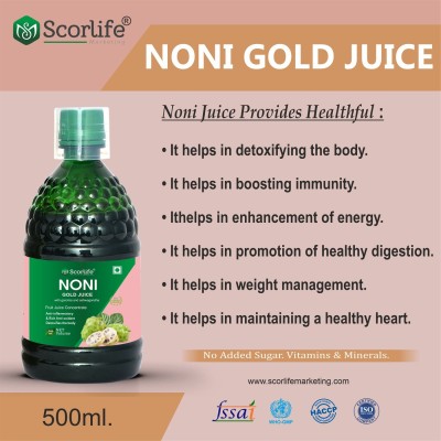 Scorlife Noni Gold Juice |Includes Garcinia and Ashwagandha for Nutrient |(500 ml)