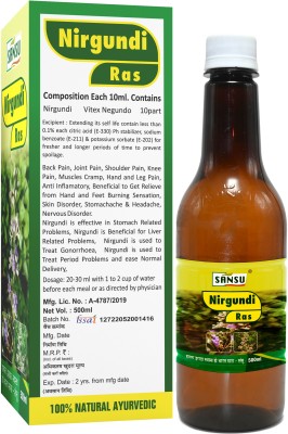 Sansu Nirgundi Juice | Natural Pain Reliever | Supports Joint and Bone Health(2 x 500 ml)