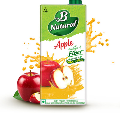 B Natural Apple Juice, Goodness of fiber, Vitamin C & E(1 L)