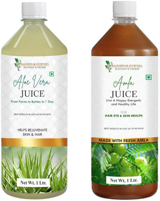 Bageshwar Ayurveda Aloevera Juice & Amla Juice (Pack of 2)(2 x 1 L)