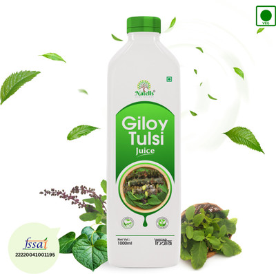 Natells Healthcare Giloy Tulsi Juice 1 Litter | Natural Juice for Building Immunity | First brand to use Neem Grown Giloy Stems with Fresh Tulsi Leaves | No Added Sugar(1000 ml)