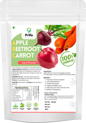Prifo ABC Juice Powder - Apple Beetroot Carrot|No White Sugar|500g - Pack of 2(2 x 250 ml)