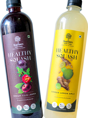 SSF Supreem Super Foods Normalife Kokum Tulsi Jeera and Ginger Lemon Amla Squash Combo Pack - 700ml Each(2 x 700 ml)