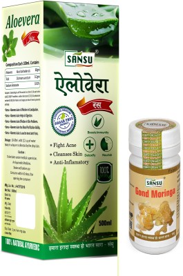 Sansu Aloe vera Ras Fight Acne 500ml with Gond Moringa 50g