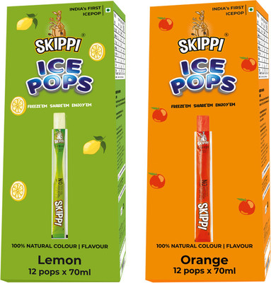 Skippi Ice Pops Lemon and Orange Flavour Pack of 12+12(2 x 840 ml)