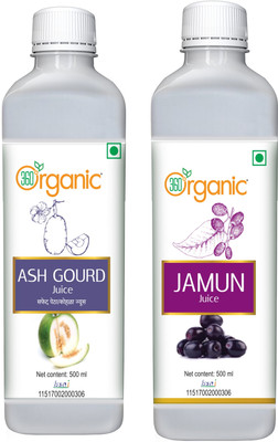 360 Degree Organic Ash gourd & Jamun Juice Combo, Organic detox drinks,(2 x 500 ml)