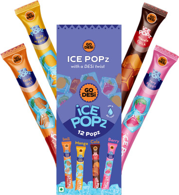 GO DESi ICE Popz: 12-Pack Assorted 4 Flavours Fruit Ice Popsi(12 x 70 ml)