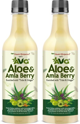 AVG Health Organics Aloevera Amla Juice mix with Ashwagandha- Pack of 2(2 x 500 ml)