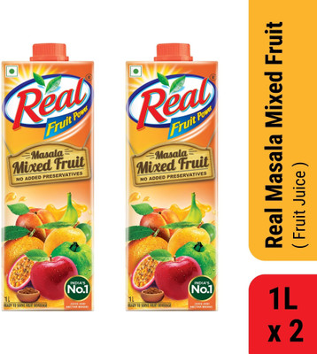 Real Masala Mixed Fruit : Unique Blend of Taste & Fruit Goodness(2 x 1 L)