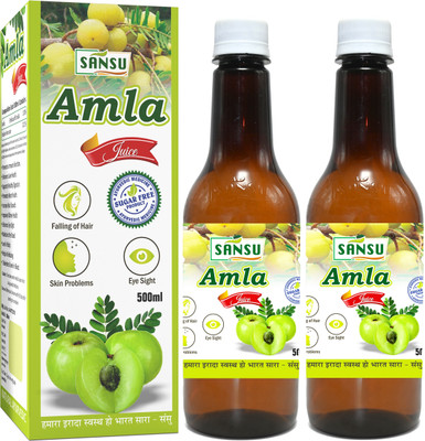SANSU HEALTH CARE Natural Amla Juice ( Sugar Free ) For Hair | Skin Problems(2 x 500 ml)