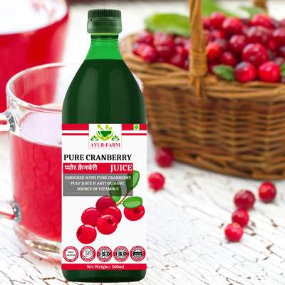Ayur Farm Natural Cranberry Juice | Reduce UTI Problems in Men's & Women | Cranberry Juice(2 x 0.5 L)