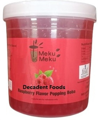 Decadent Foods Meku Meku Raspberry Flavor Popping Boba with Delicious Fruit Flavor Juice(1.3 L)