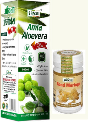 SANSU HEALTH CARE Amla with Aloevera Juice 500ml with Gond Moringa 50g(500 ml)