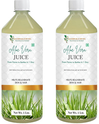 Bageshwar Ayurveda Aloevera Juice I Farms to Bottles in 1 Day | Pure & Natural | For Glowing Skin(2 x 1 L)