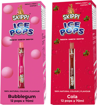 Skippi Ice Pops Cola and Bubblegum Flavour Pack of 12+12(2 x 840 ml)