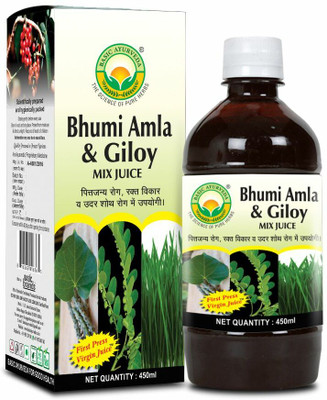 Basic Ayurveda Bhumi Amla & Giloy Mix Juice (Wheat Grass Yukta)(4 x 450 ml)