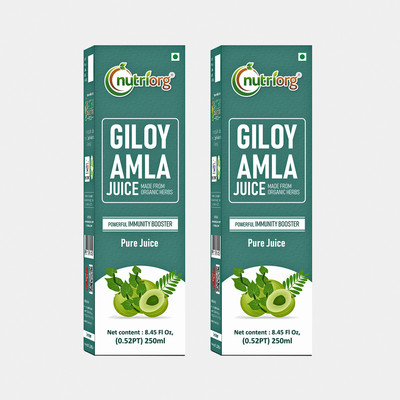 Nutriorg Giloy Amla Juice | Boost Immunity | Detoxification | Energy Booster | Sugar Free(500 ml)