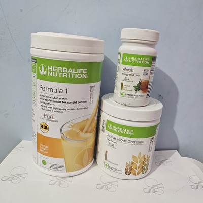 HERBALIFE FORMULA-1 WEIGHT LOSS COMB ORANGE 500,FIBER 200GM ,TULSI AFRESH JUICE MIX(3 x 0.25 ml)