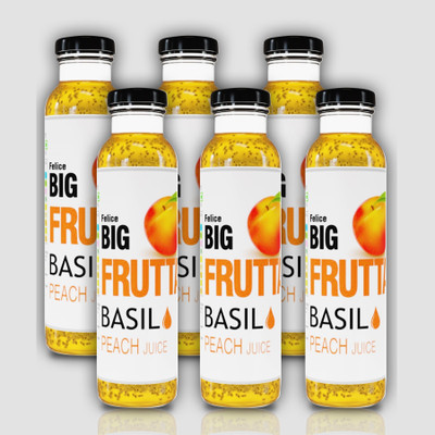 Felice Big Frutta Basil Peach Magix Artificial Colours Flavours Refreshing &Energizing Fruit Juice(6 x 315 ml)