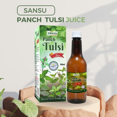 Sansu Panch Tulsi Juice For Fighting Cold, Flu, Cough, Sugar Free(4 x 500 ml)