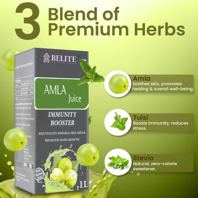 Belite Herbs Amla Juice | Hair Growth &Thickness| Anti Skin Ageing| Boost Immunity & Gut(1000 ml)