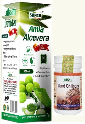 SANSU HEALTH CARE Amla With Alovera Juice 500ml with Gond Chilgoza 50g(500 ml)