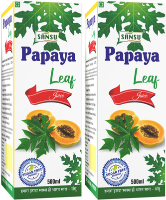 Sansu Papaya Juice, Papaya Leaf Juice Helps to Increase Platelets Counts,(2 x 500 ml)