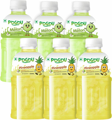POGOU Melon & Pineapple juice with NATA De Coco-Energy Drink | Real Natural Taste(6 x 330 ml)