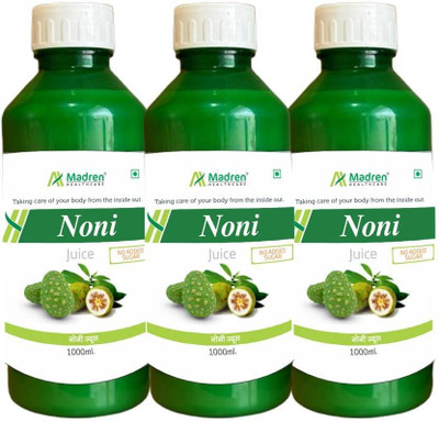 Madren Healthcare Noni Juice | Noni,Aloe Vera, Garcinia Combogia and Grapes Extract | Sugar Free(3 x 1 L)