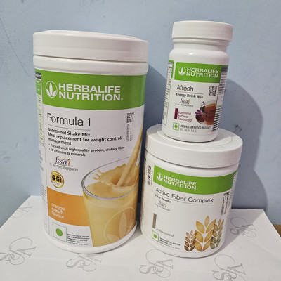 HERBALIFE FORMULA-1 WEIGHT LOSS COMB ORANGE 500,FIBER 200GM ,KASHMIRI AFRESH JUICE MIX(3 x 0.25 ml)