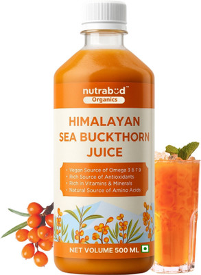 Nutrabud Sea Buckthorn Berry Juice - Rich in Antioxidants, Omega 3, 6, 7, 9 & Vitamin C(500 ml)