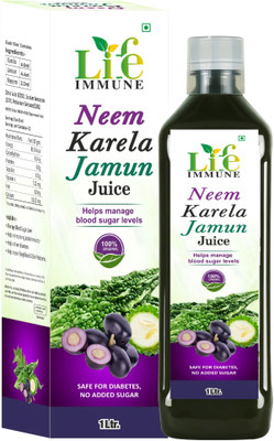 Life Immune Karela Jamun Neem Juice|Control Blood Sugar & Lower Bad Cholesterol Solution(1000 ml)