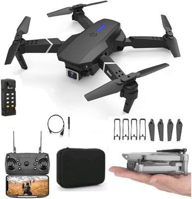PTCMart E88 Pro WiFi mini drone Foldable Quadcopter with 4k dual camera Position Locking Drone