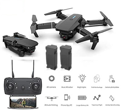 PTCMart Foldable drone mini E88 Pro Double Battery with 4k dual camera Position Locking Drone