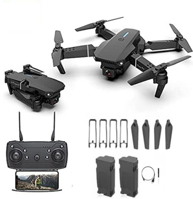 PTCMart Double Battery E88 Pro mini drone Foldable with 4k dual camera Position Locking Drone
