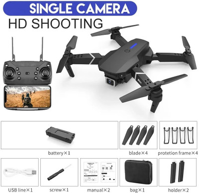 RECTITUDE E88 Remote Control Drone with Camera HD Wide Angle Lens Foldable Video Wifi Fpv Drone