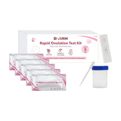 B-Arm Ovulation Detection Kit for Women with 5 Cassettes & 1 Reusable Container| Urine Drug Test