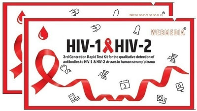 WebMedia -3rd generation Test kit- HIV (Type1&2) in whole Blood/Serum/Plasma -Pack of 2- Antibody Test Kit