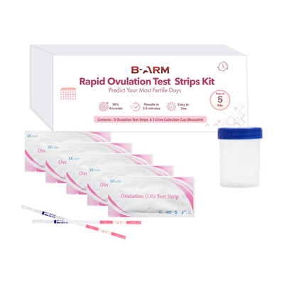 B-Arm Rapid Ovulation Test Strip Kit for Women with 5 Strips & 1 Reusable Container| Urine Drug Test