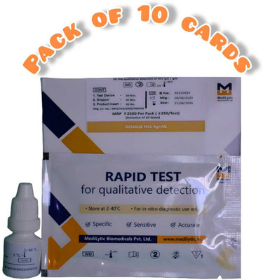 MediLytic Biomedicals Dengue NS1 IgG+IgM Pack Of 10 Cards Antigen/ Antibody Test Kit
