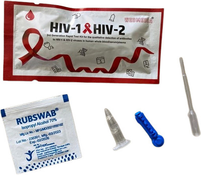 WebMedia 3rd Gen, HIV Self-Test, Quick, Detects HIV Antigen in Blood/Plasma -Pack of 2 - Antibody Test Kit