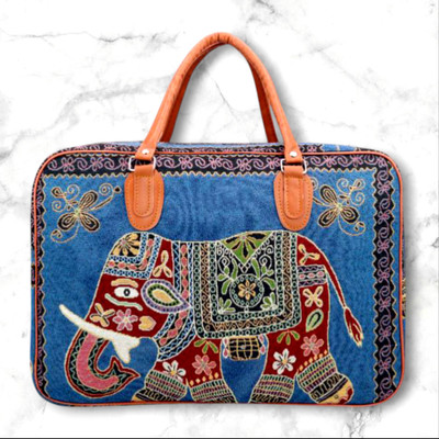 Babbotty Elephant Retro Print Canvas Travelling Duffle Bag 43cm Small Travel Bag Duffel Without Wheels