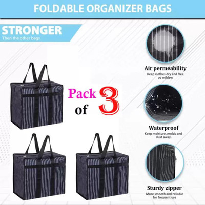 MANROM (Expandable) Multipurpose Big Heavy Duty Storage Reusable Canvas Shopper Bag(PACK OF-3) Duffel Without Wheels